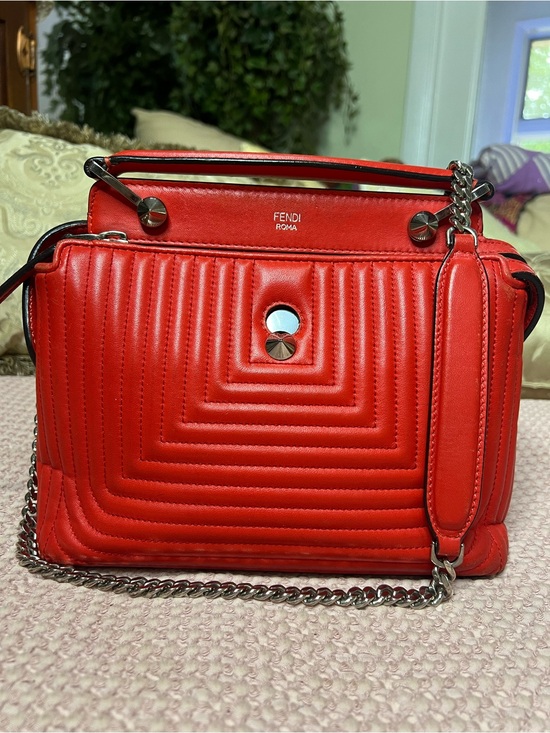 Fendi Handbags - Fendi DotCom Click Small Red Quilted Leather Shoulder Bag